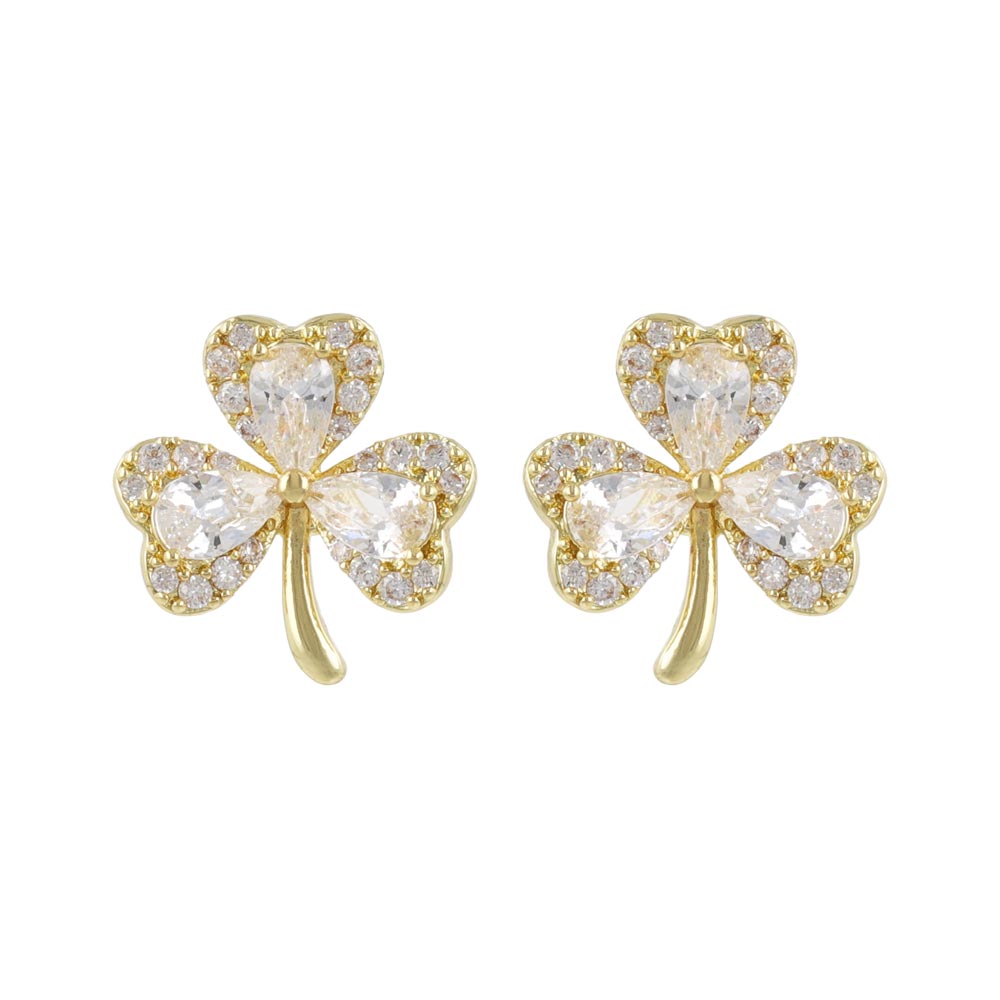 Shamrock CZ Stud Earrings