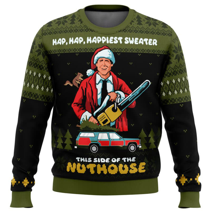 Hap, Hap, Happiest Sweater this Side of the Nuthouse National Lampoon’s Christmas Vacation Ugly Christmas Sweater - 6XL