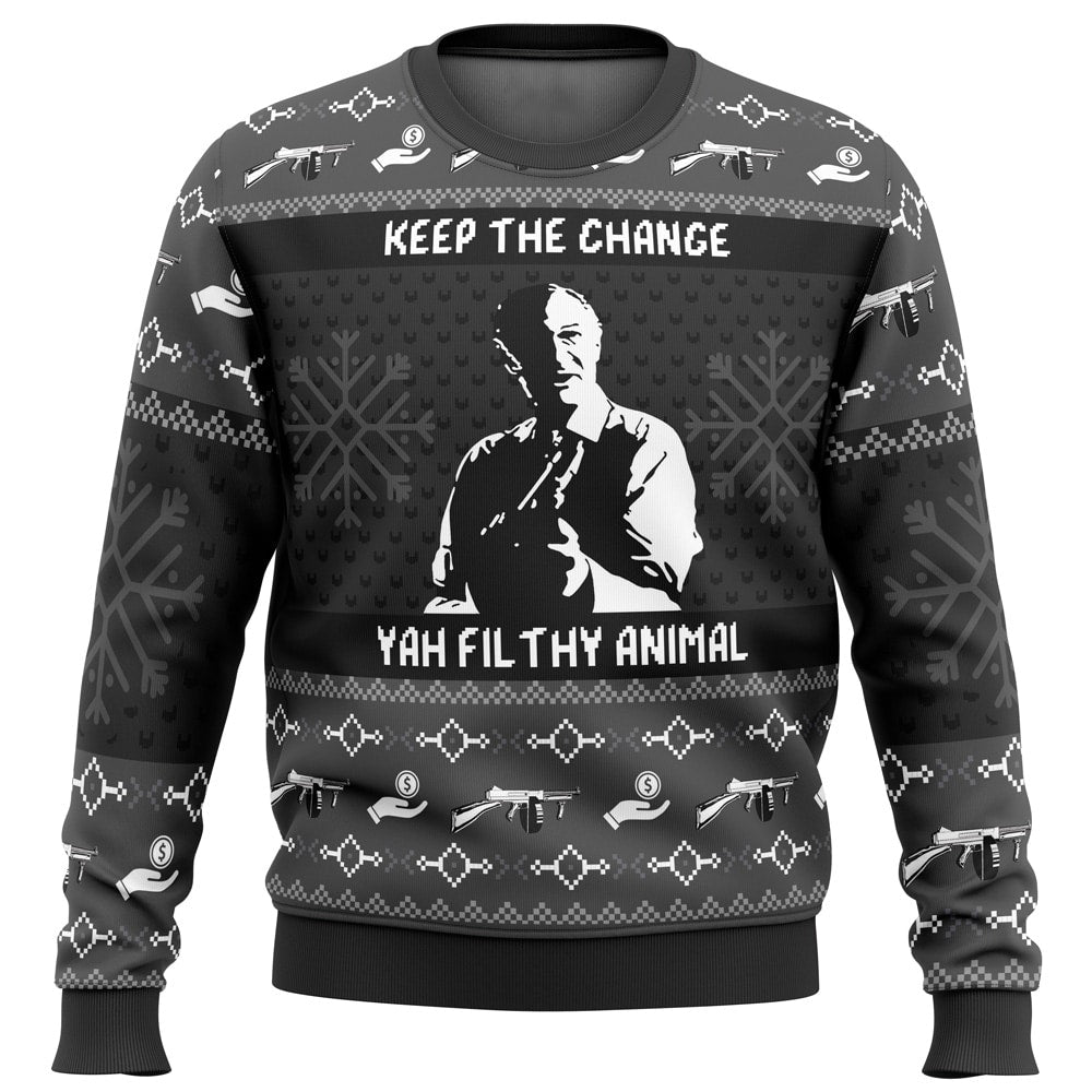 Keep the Change Yah Filthy Animal Home Alone Ugly Christmas Sweater - 4XL