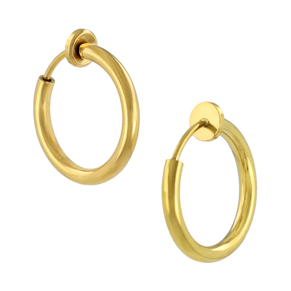 16mm Clip On Hoop Earrings