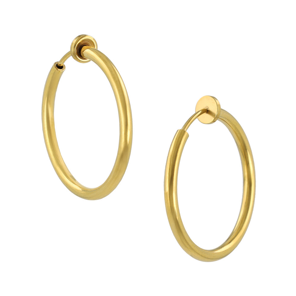 24mm Clip On Hoop Earrings