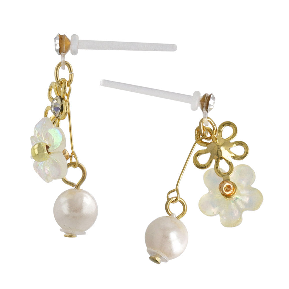 Iridescent Flower Pearl Plastic Earrings