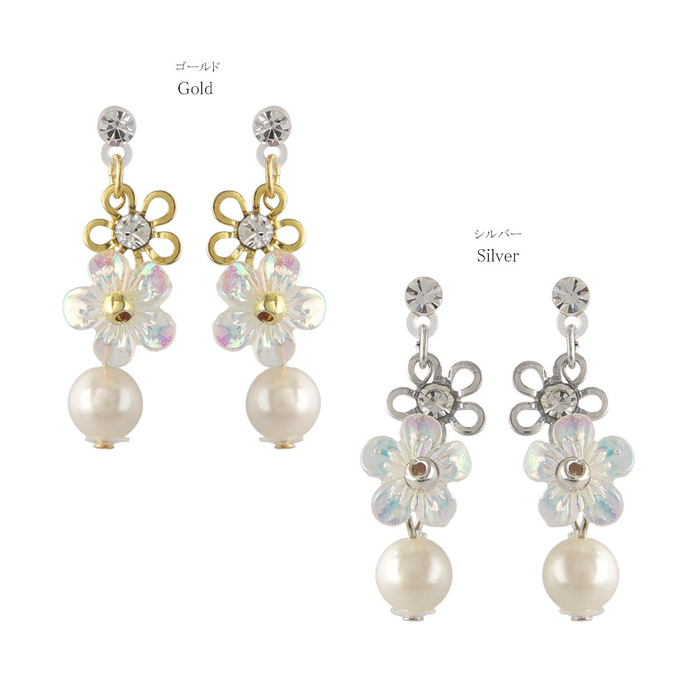 Iridescent Flower Pearl Plastic Earrings