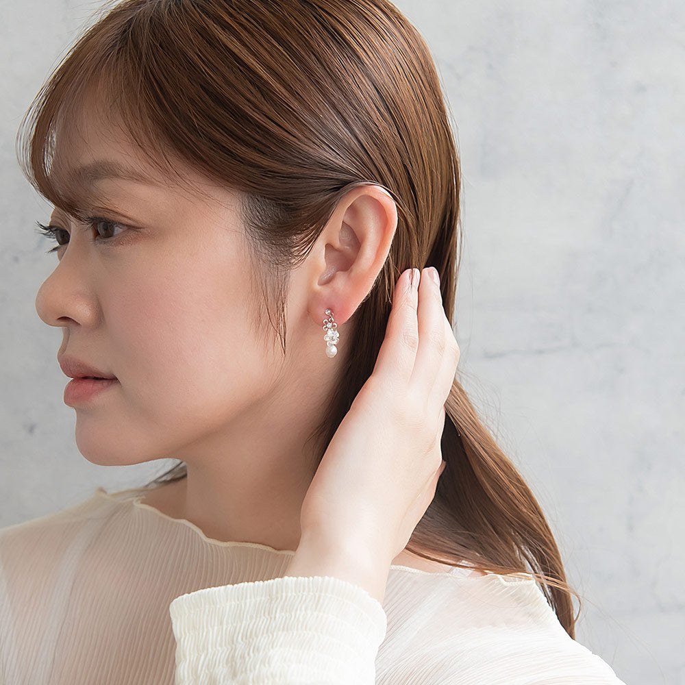 Iridescent Flower Pearl Plastic Earrings