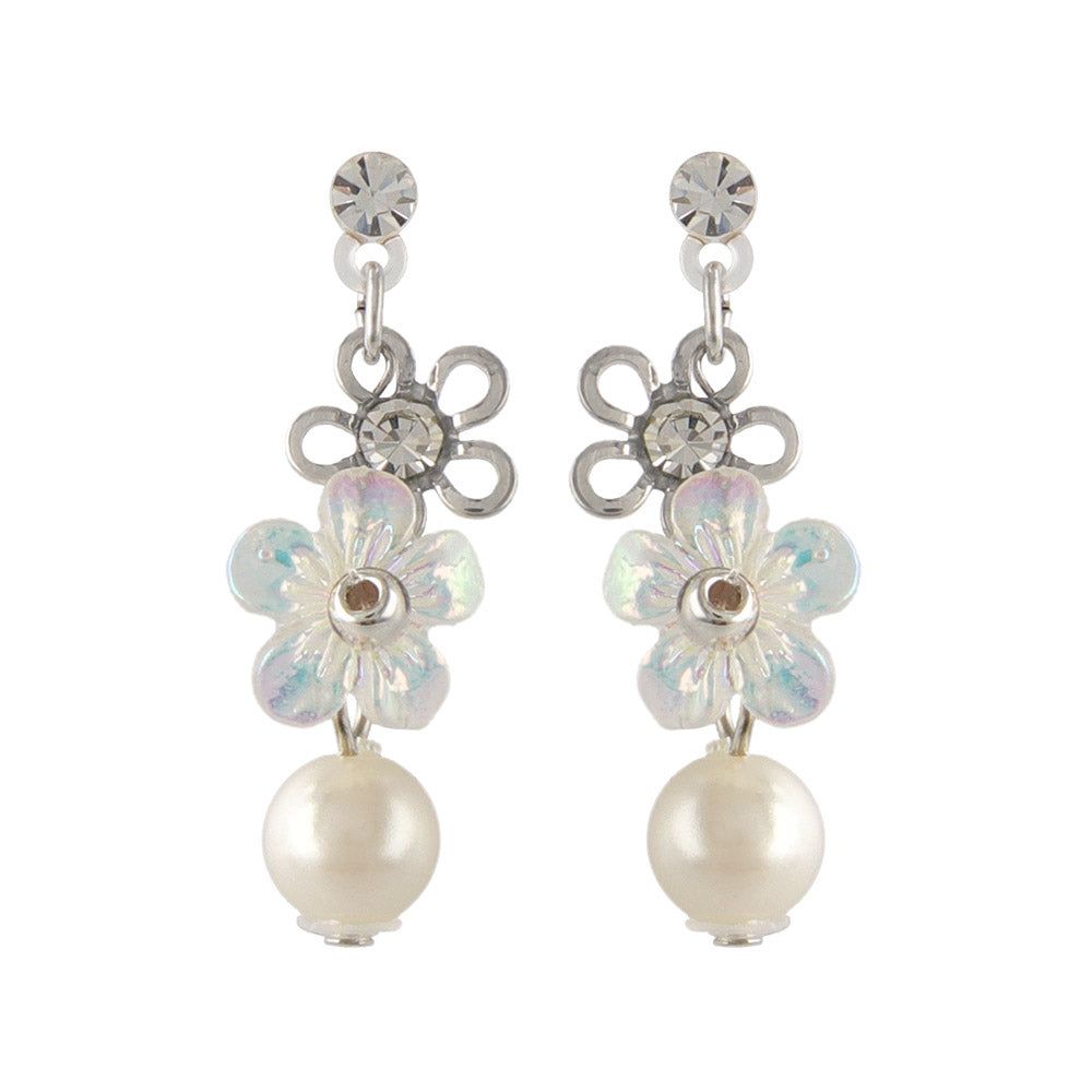 Iridescent Flower Pearl Plastic Earrings