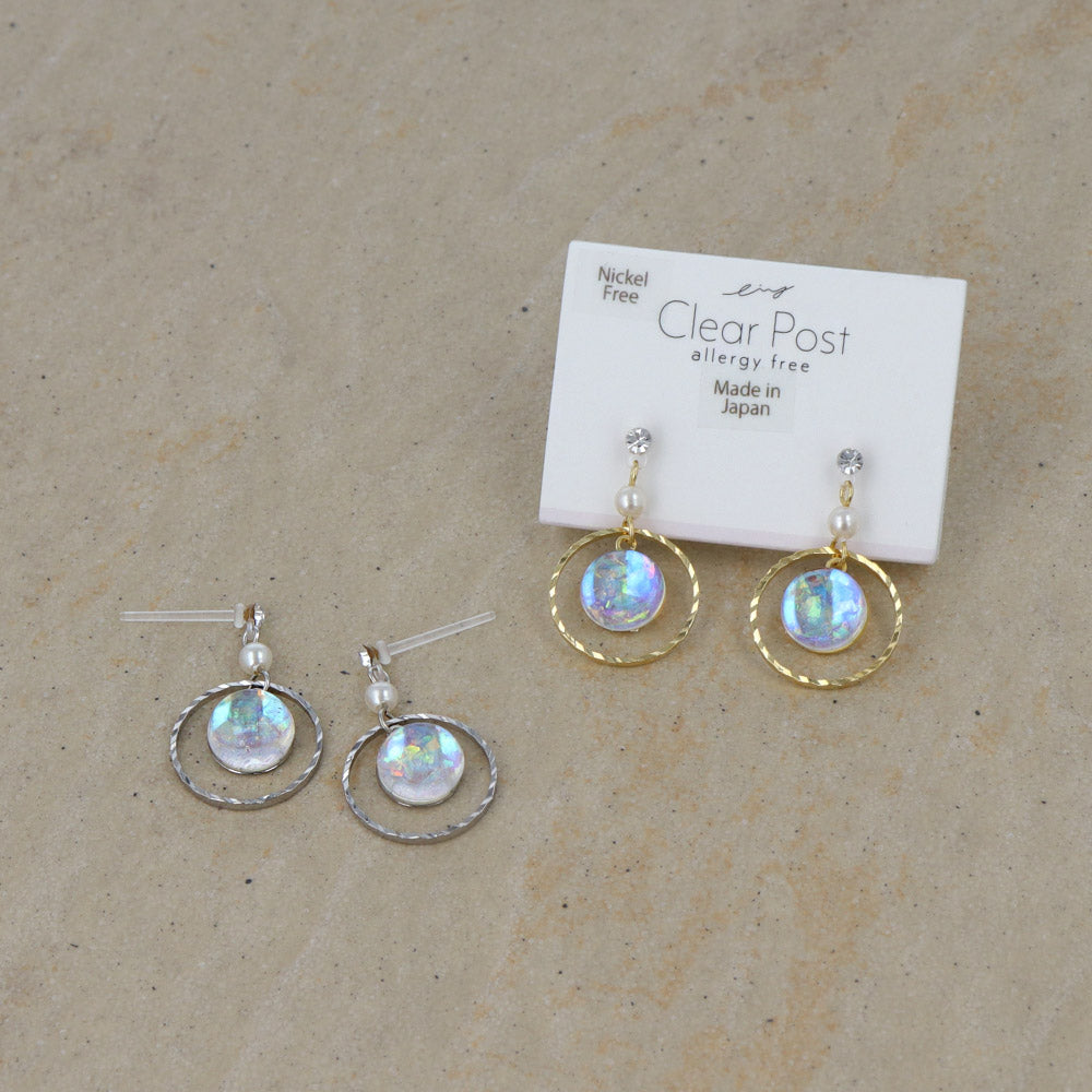 Iridescent Circle Drop Plastic Earrings
