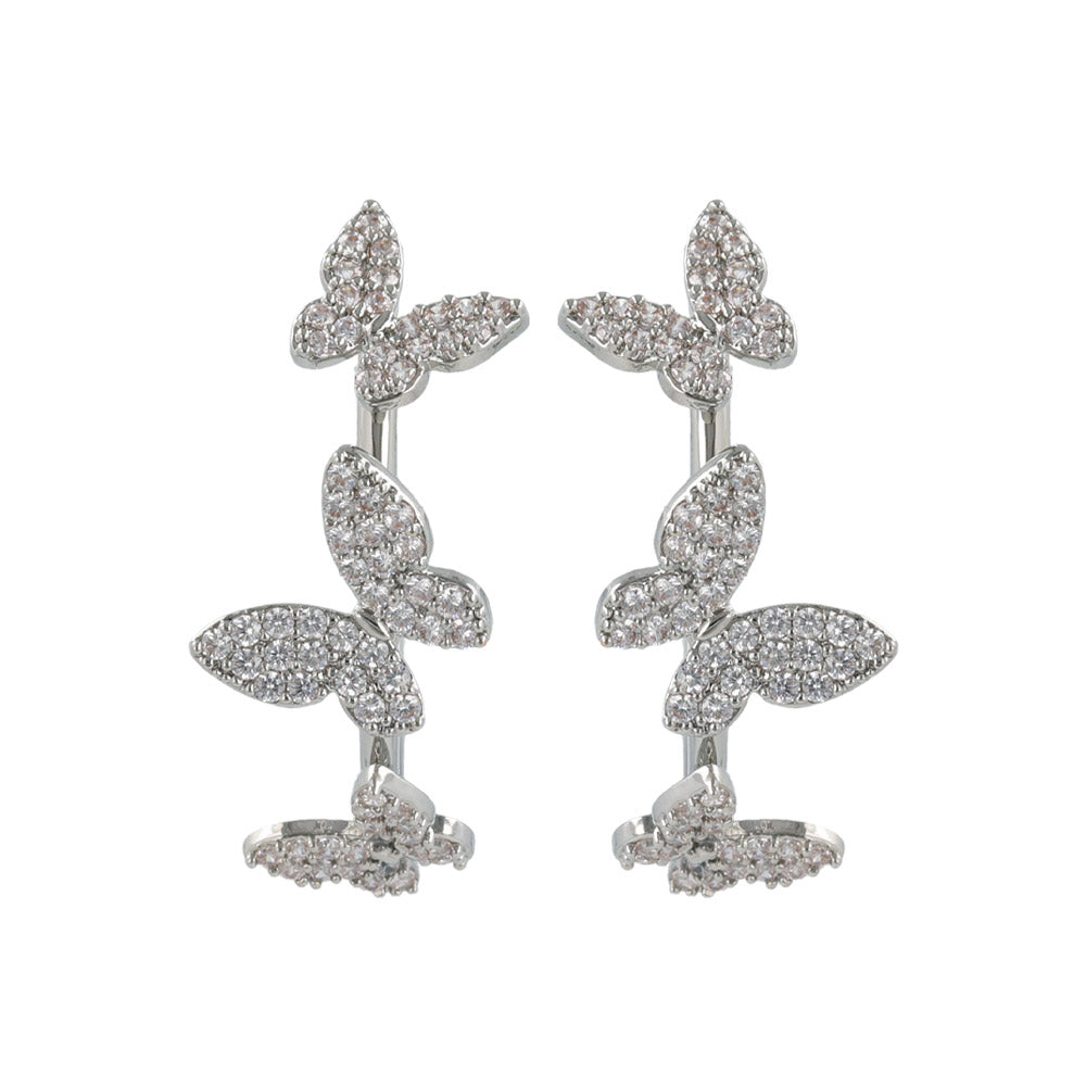 Pave Butterfly Hoop Earrings
