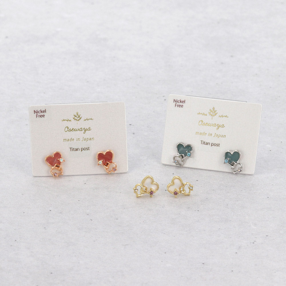 Twin Heart Stud Earrings