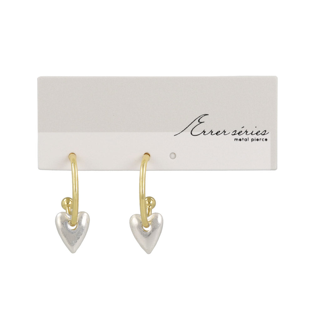 Puffed Heart Hoop Earrings