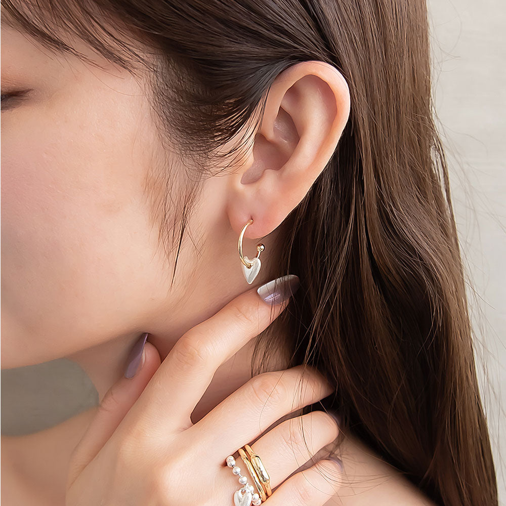 Puffed Heart Hoop Earrings