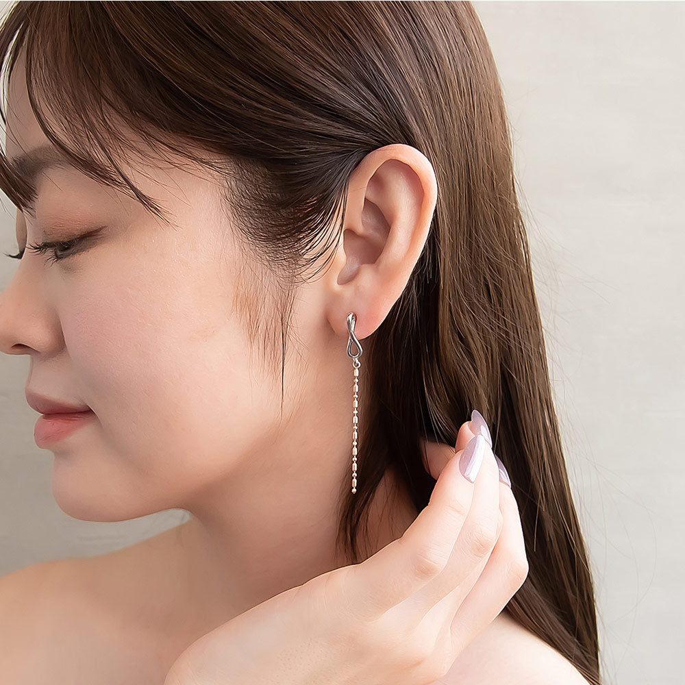 Cylinder Bead Chain Drop Earrings