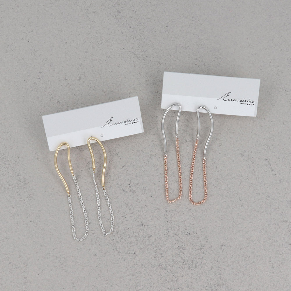 Long Oval Half Chain Earrings