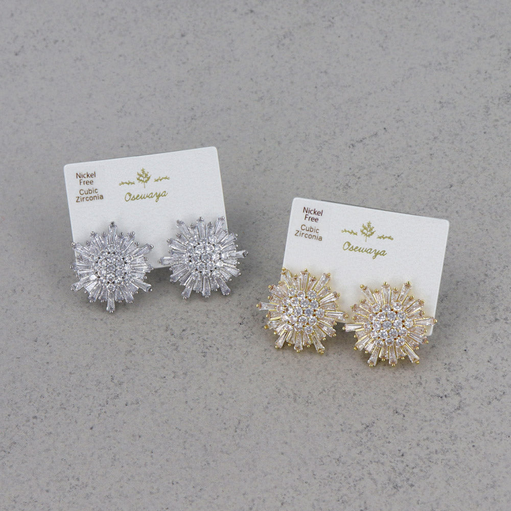 CZ Starburst Stud Earrings