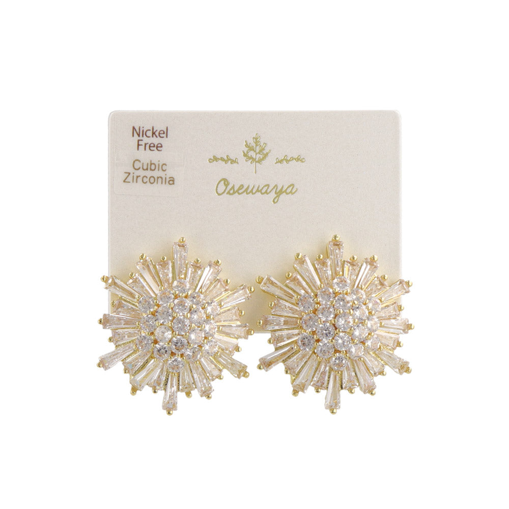 CZ Starburst Stud Earrings