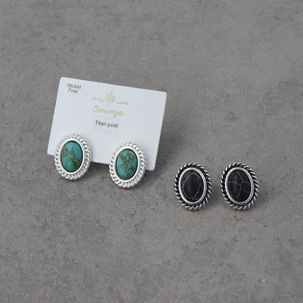 Oval Concho Stud Earrings