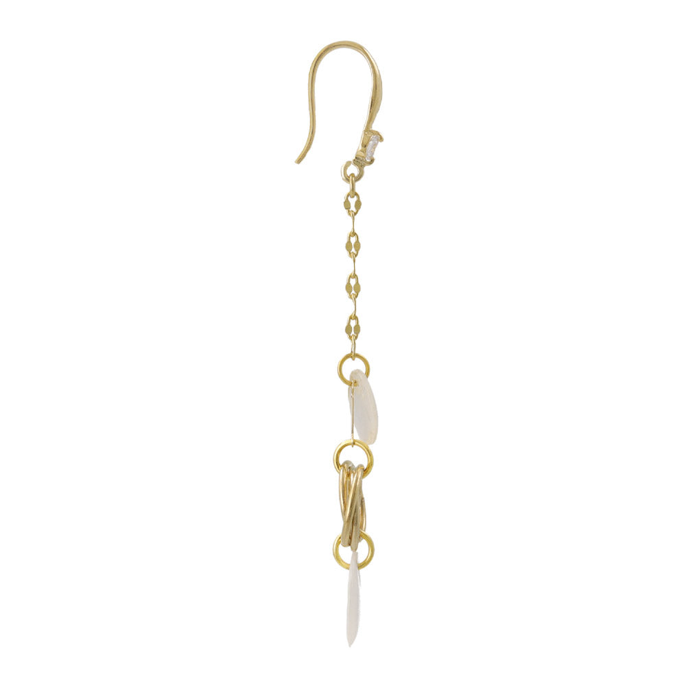 Shell and Metal Mixed Circle Drop Earrings