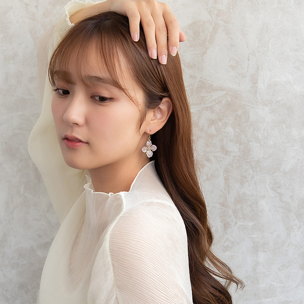 Four Petal Marble Flower Earrings