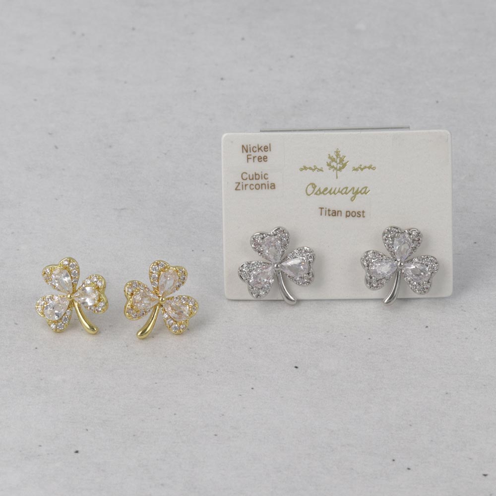 Shamrock CZ Stud Earrings
