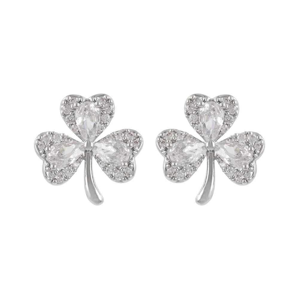 Shamrock CZ Stud Earrings