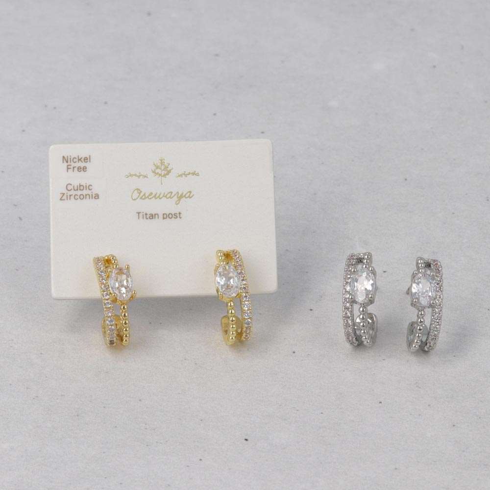 Double Row CZ Hoop Earrings