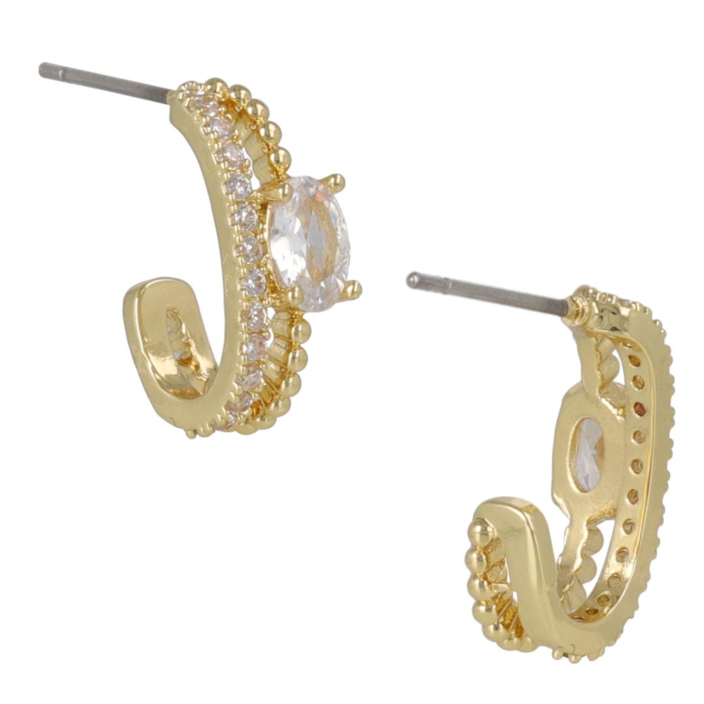 Double Row CZ Hoop Earrings