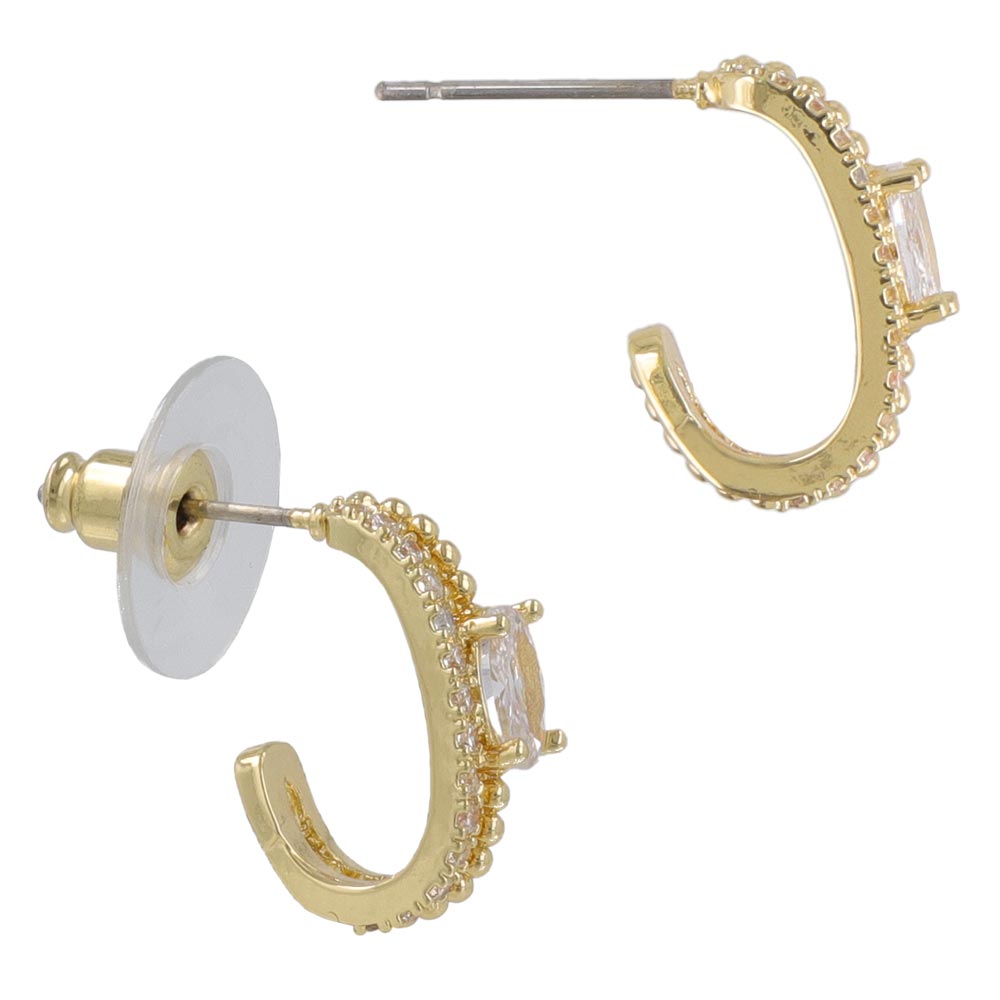 Double Row CZ Hoop Earrings