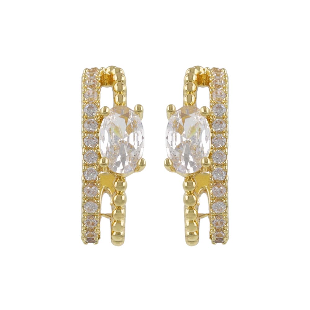 Double Row CZ Hoop Earrings