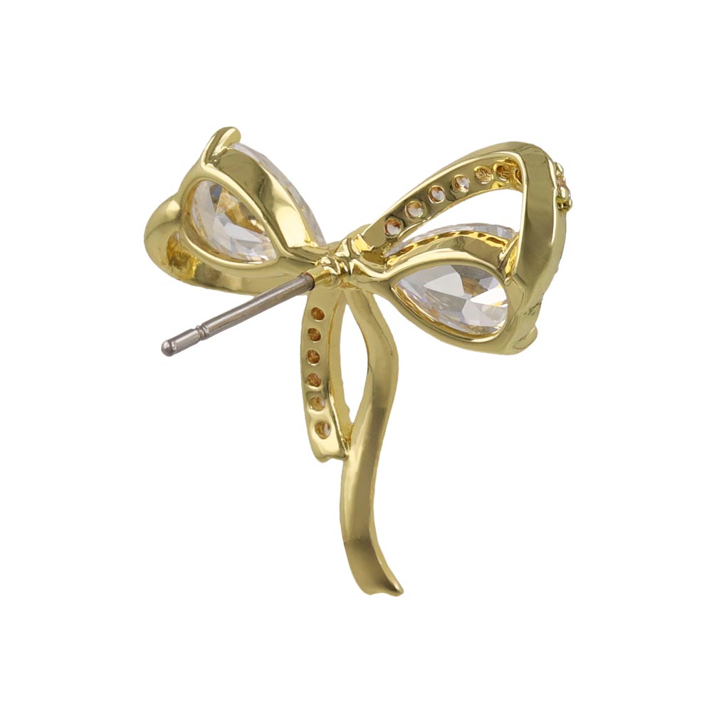 Loop Bow CZ Stud Earrings