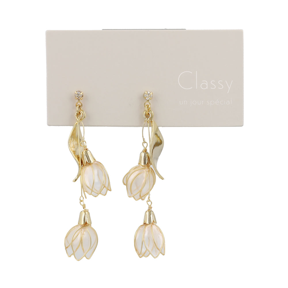 Double Flower Drop Earrings