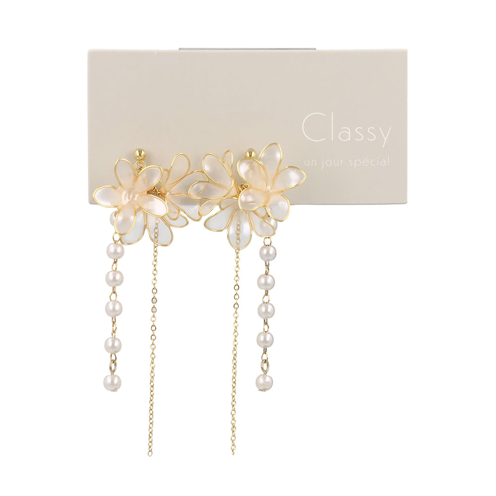 Flower Cluster Linear Drop Earrings