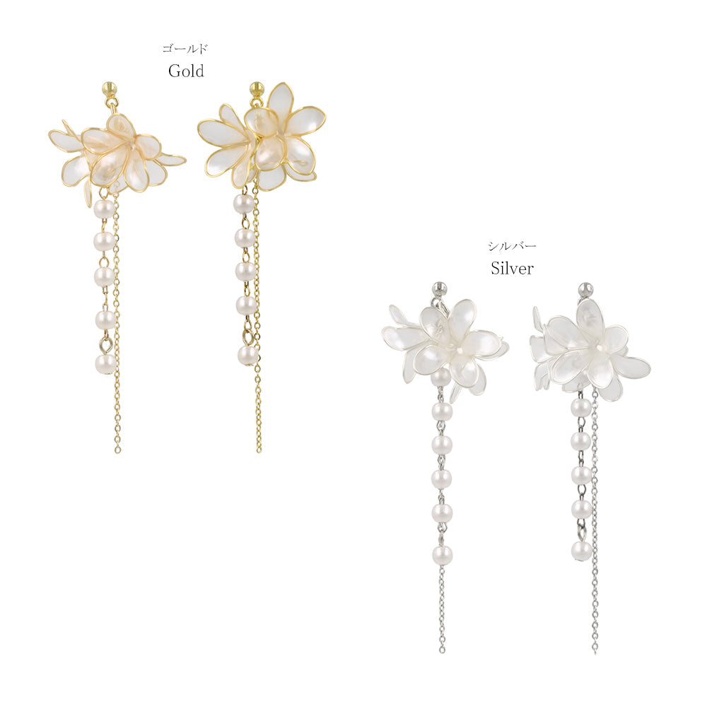 Flower Cluster Linear Drop Earrings