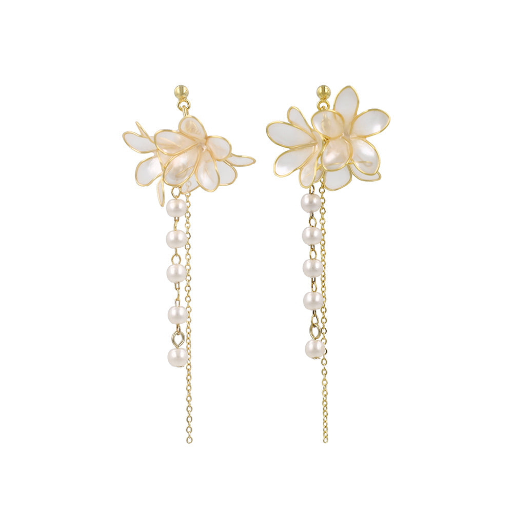 Flower Cluster Linear Drop Earrings
