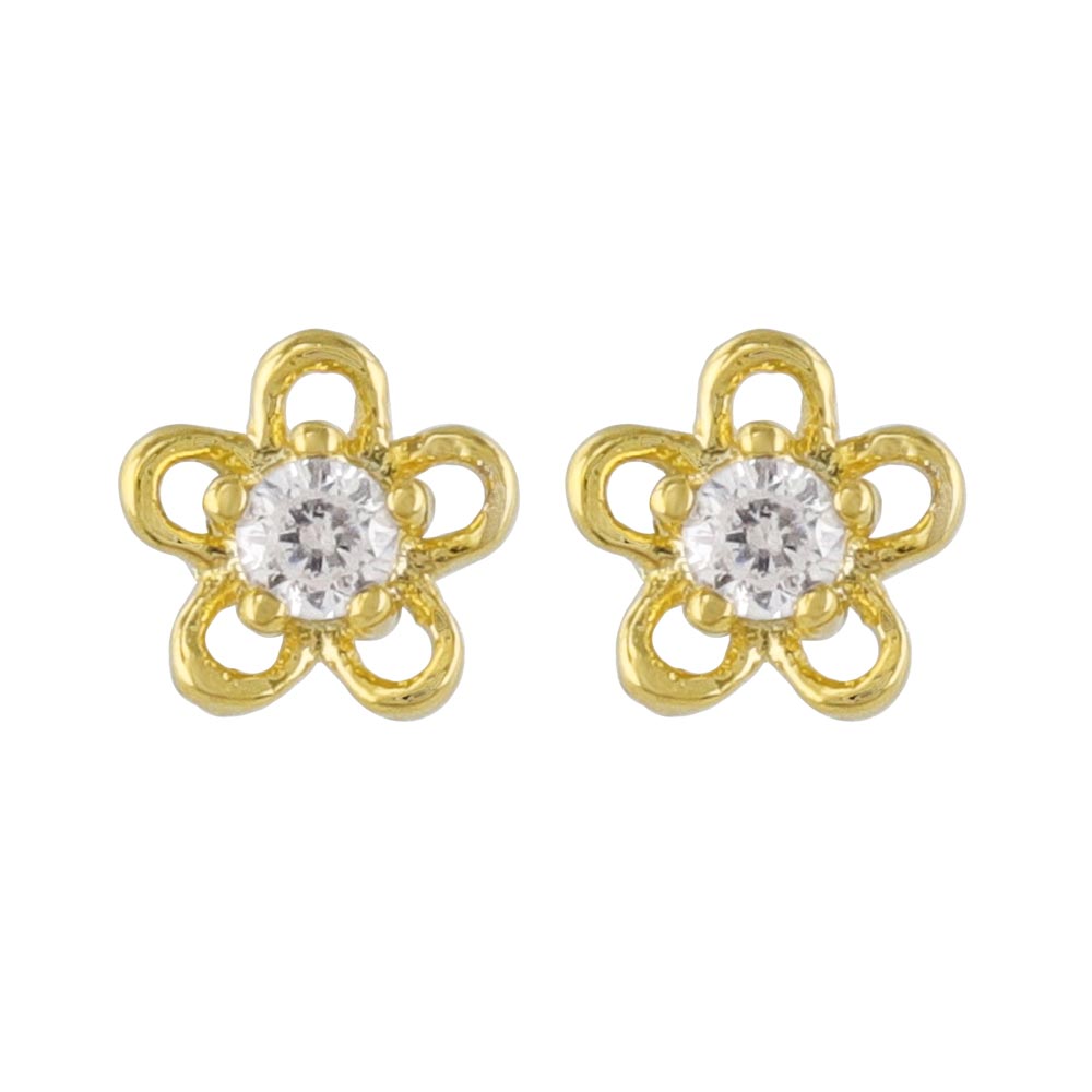 CZ Flower Stud Earrings