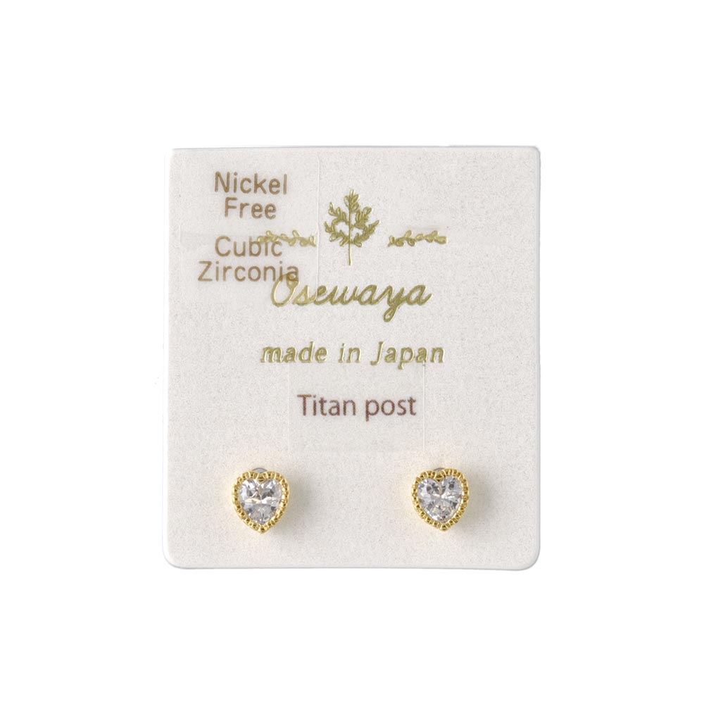 CZ Heart Stud Earrings