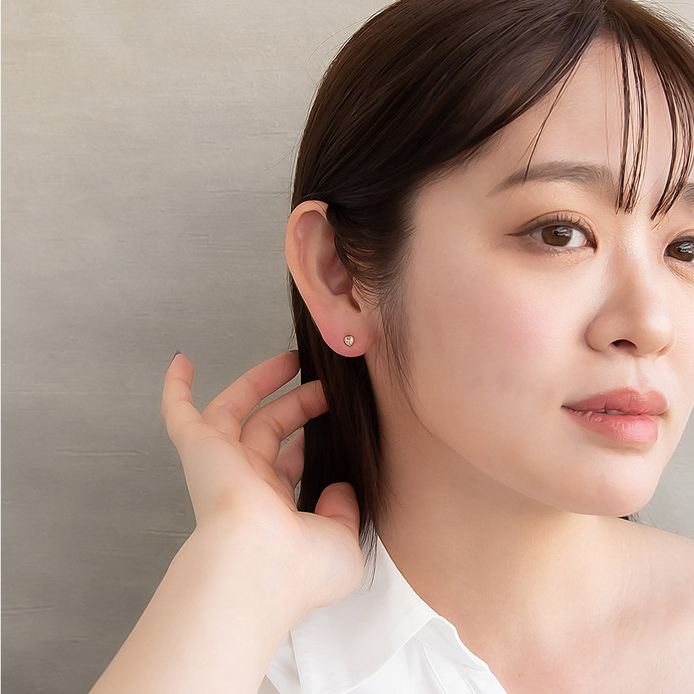 CZ Heart Stud Earrings