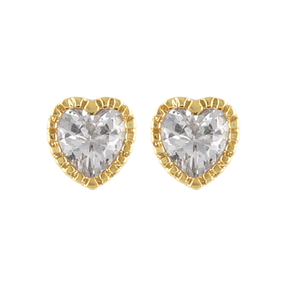 CZ Heart Stud Earrings