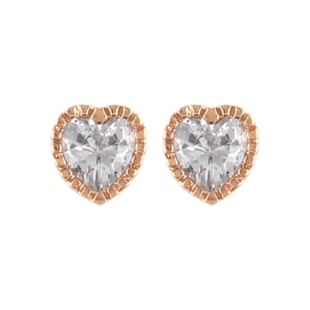 CZ Heart Stud Earrings
