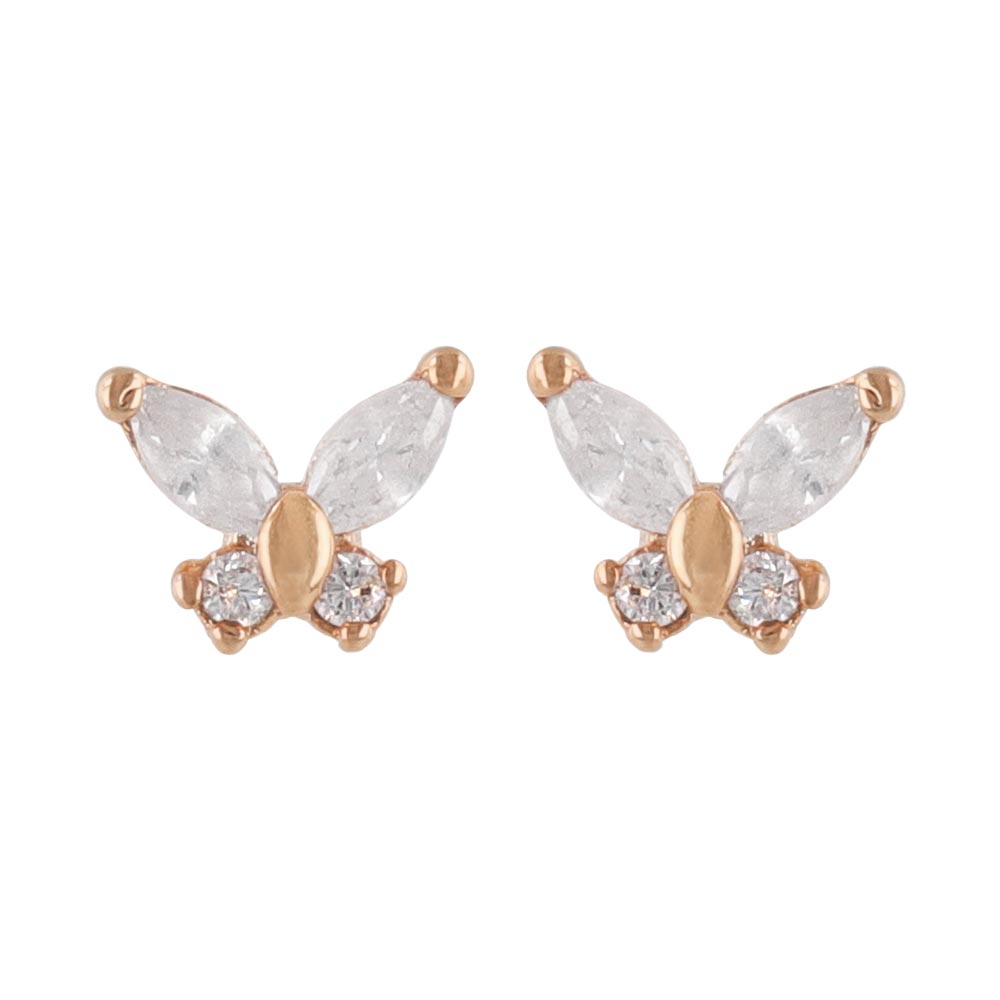 CZ Butterfly Stud Earrings