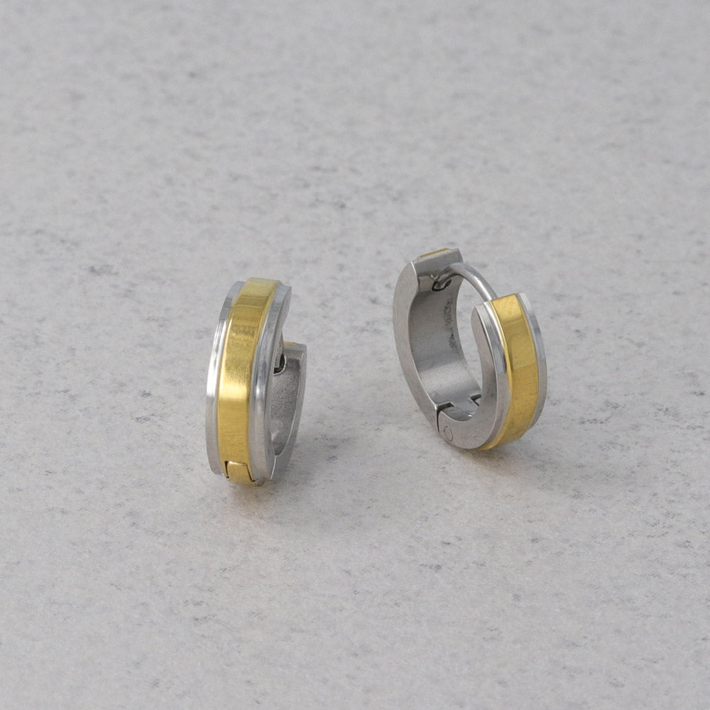 Two Tone Stainless Steel Hoop Earrings