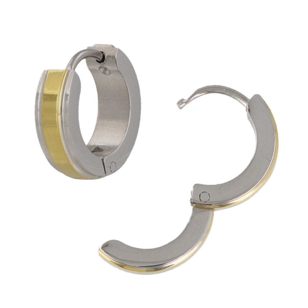 Two Tone Stainless Steel Hoop Earrings
