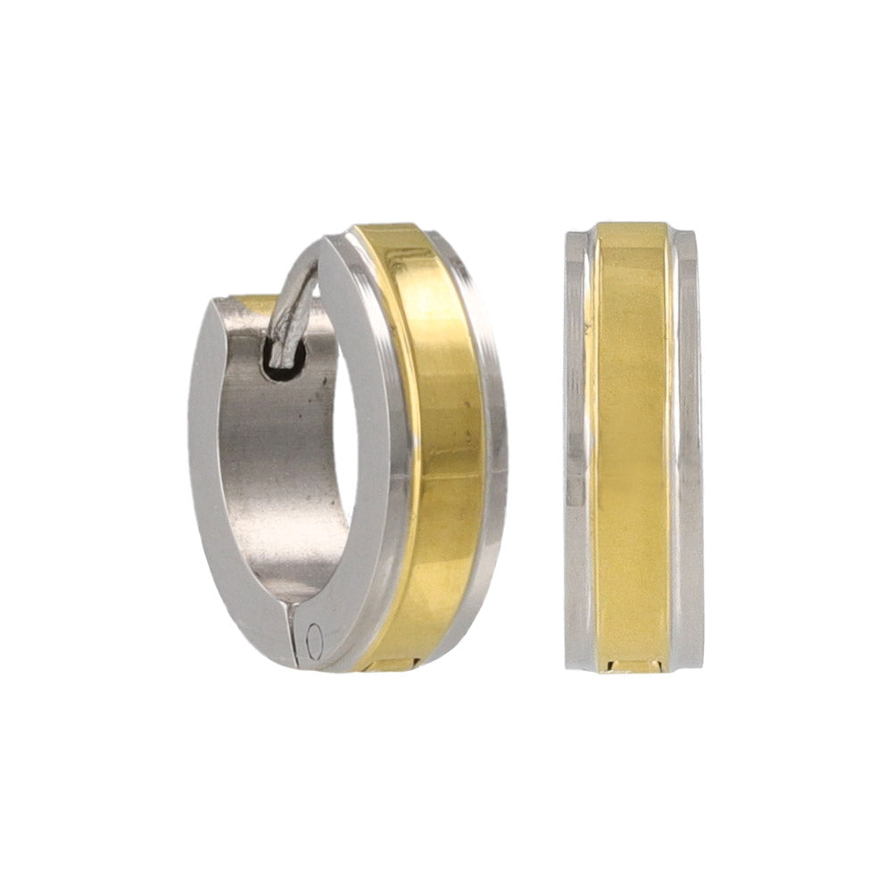 Two Tone Stainless Steel Hoop Earrings