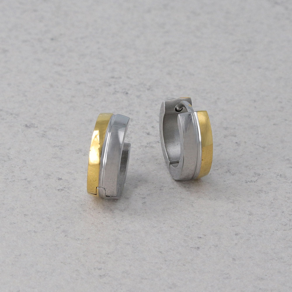 Two Tone Stainless Steel Hoop Earrings
