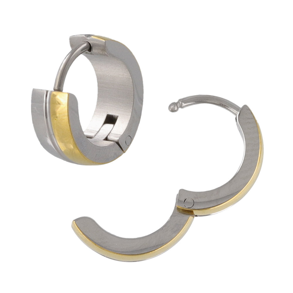 Two Tone Stainless Steel Hoop Earrings