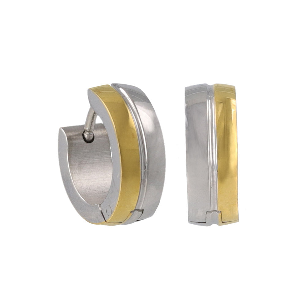 Two Tone Stainless Steel Hoop Earrings