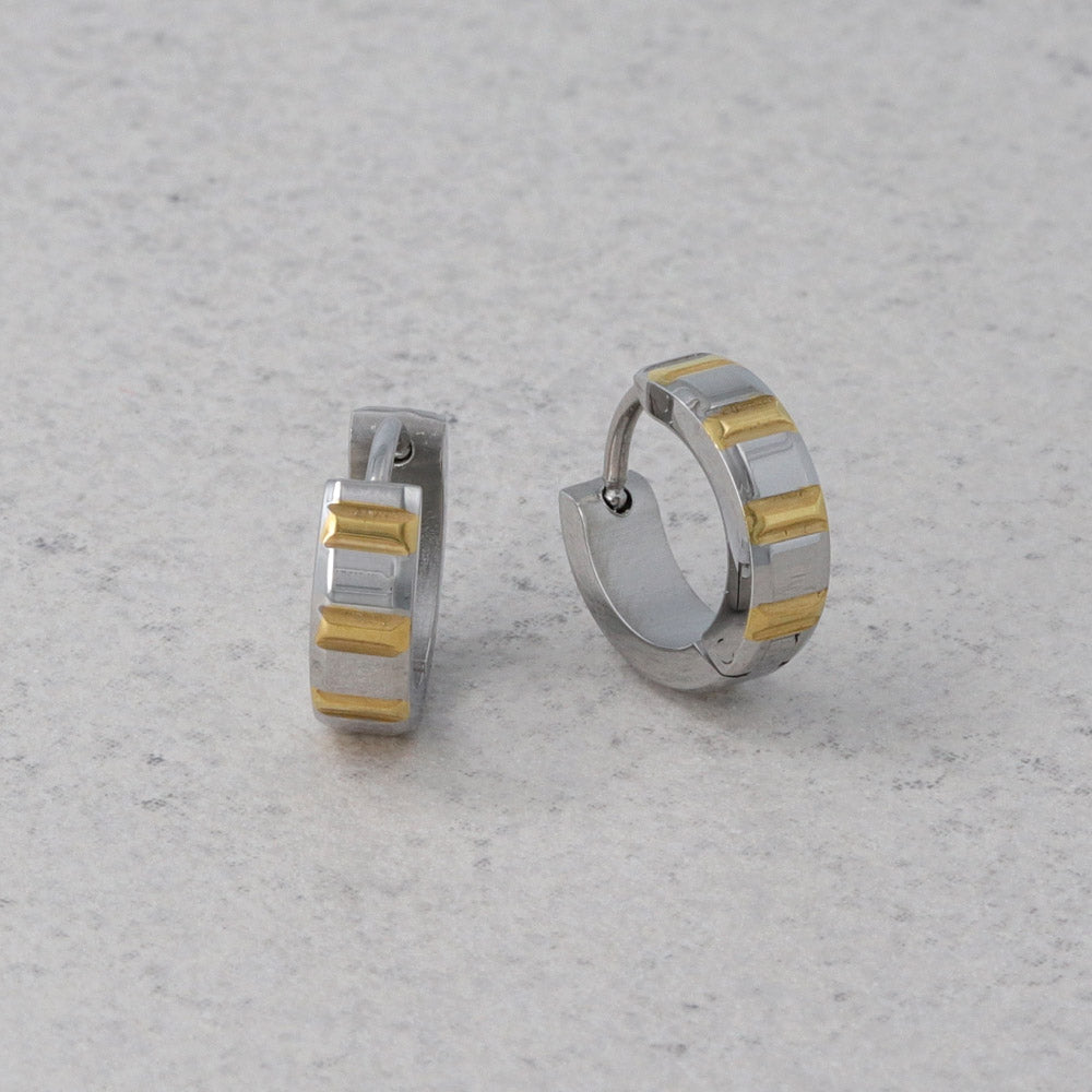 Gold Stripe Stainless Steel Hoop Earrings