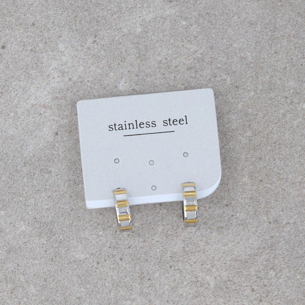 Gold Stripe Stainless Steel Hoop Earrings