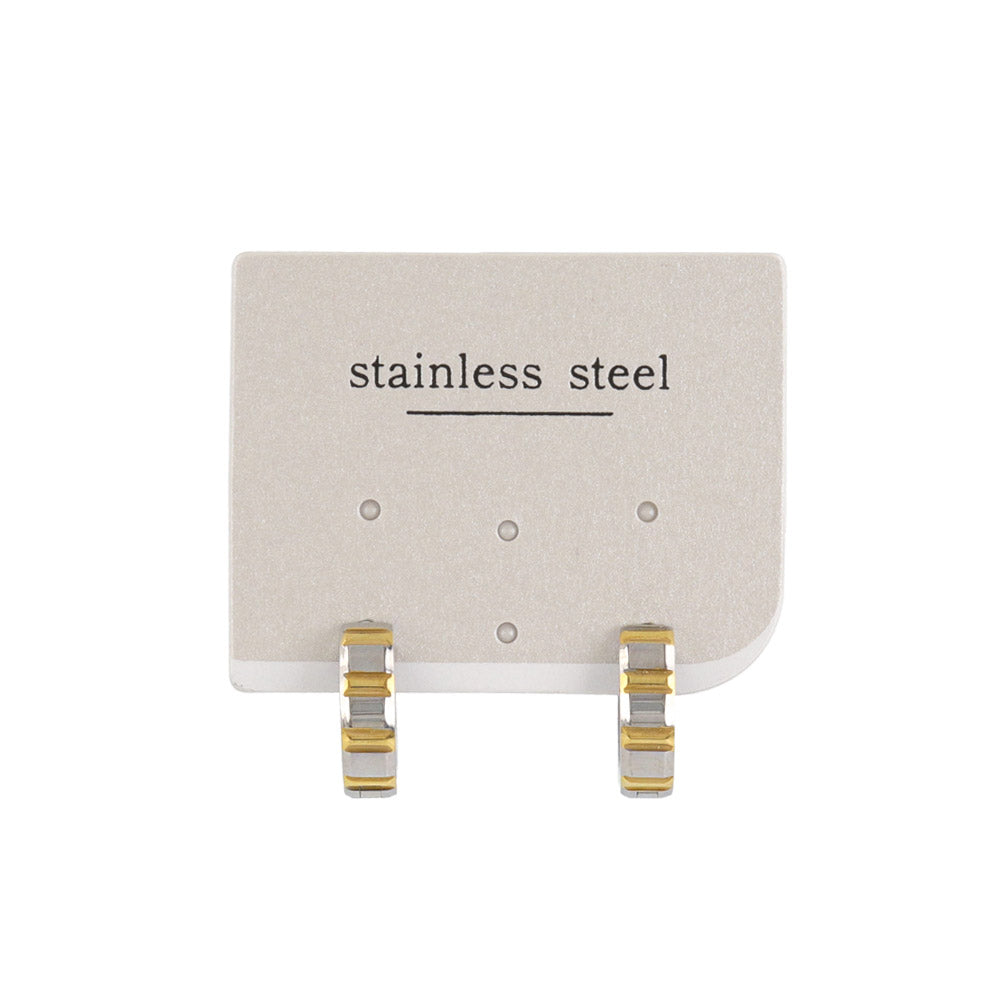 Gold Stripe Stainless Steel Hoop Earrings