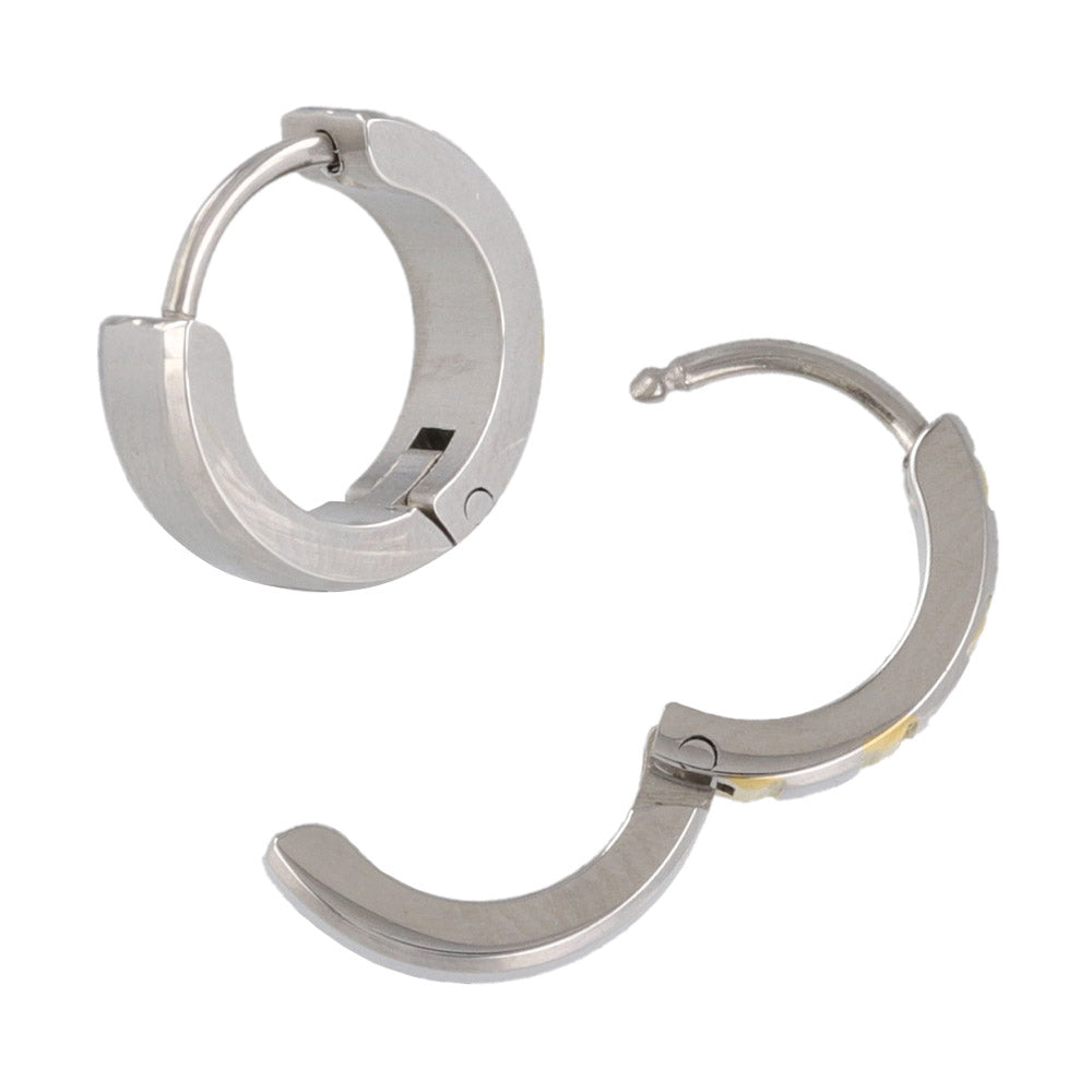 Gold Stripe Stainless Steel Hoop Earrings