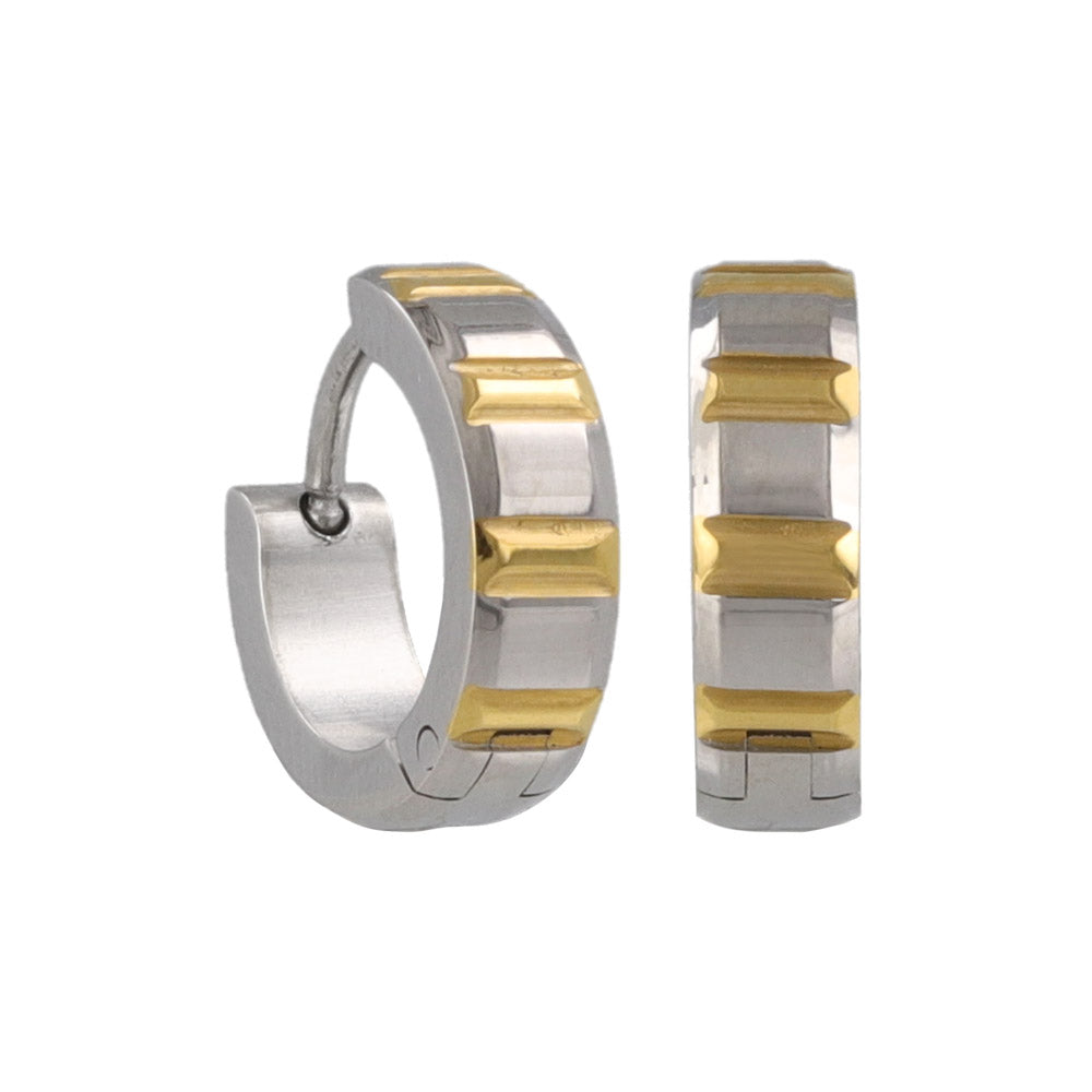 Gold Stripe Stainless Steel Hoop Earrings