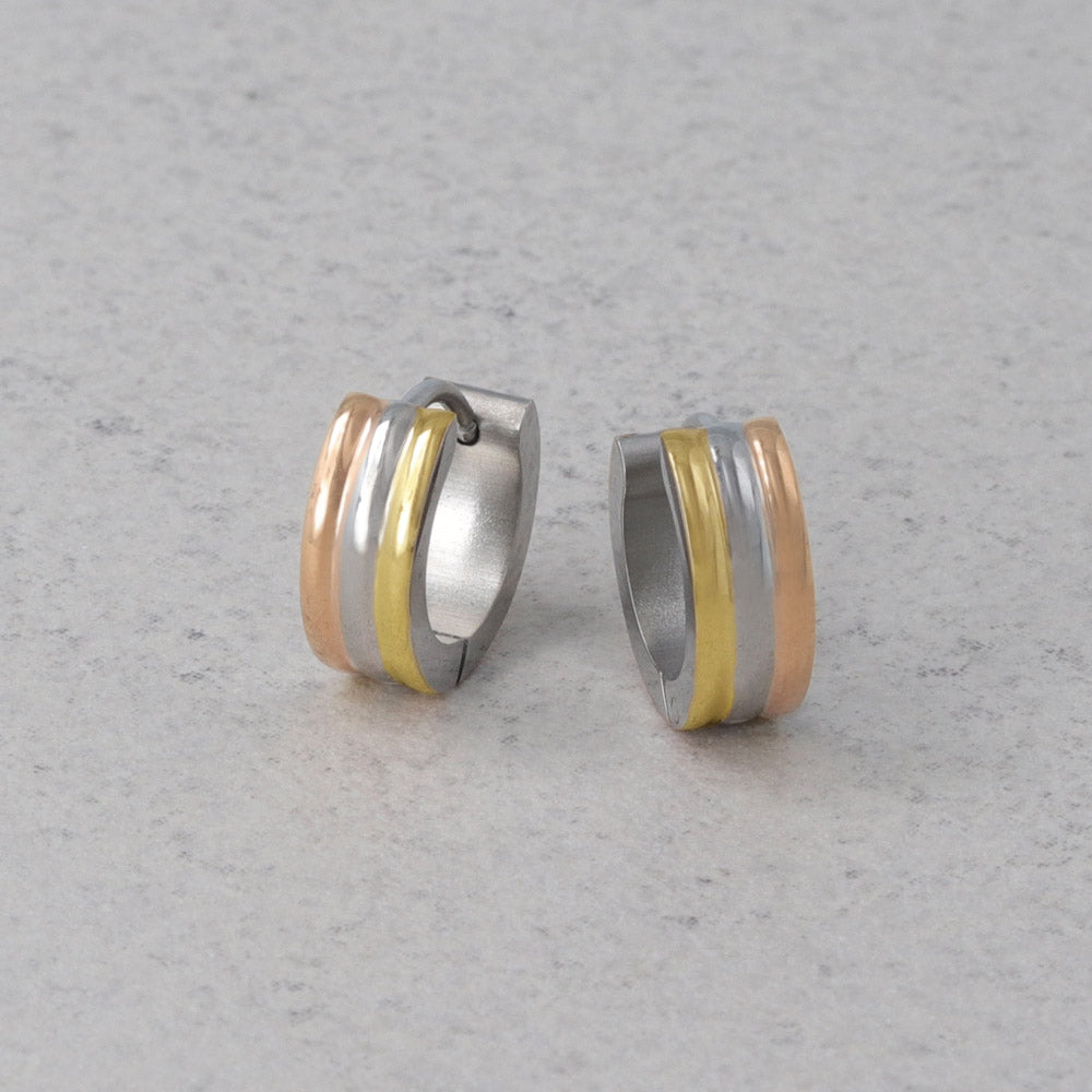 Tricolor Stainless Steel Hoop Earrings